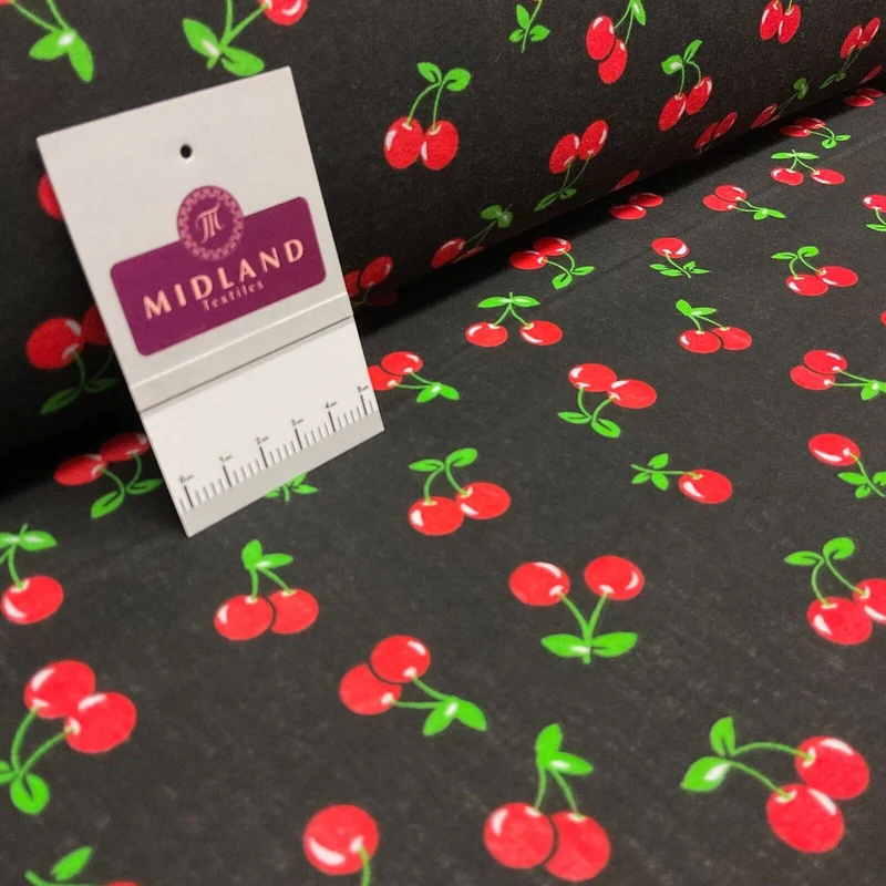 Cherries Fruit cherry Poly cotton printed 110cm wide fabric M1699