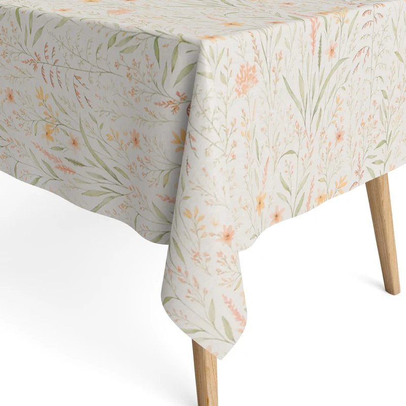 Jacquard Tischdecke aus beschichteter Baumwolle mit Fleckenschutz EcoNova NATURA NARANJA Gräser Blüten eckig rund oval