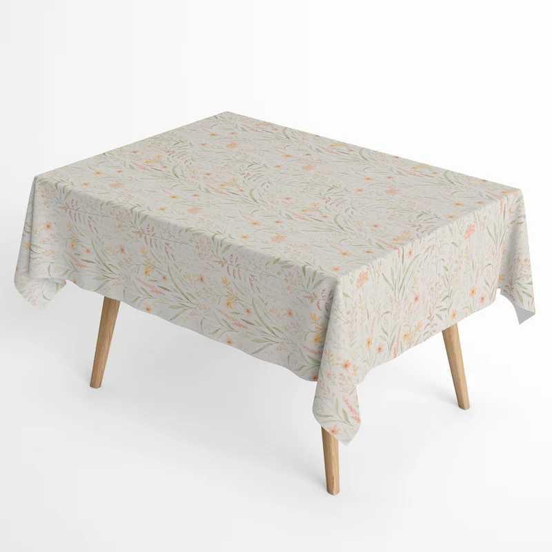 Jacquard Tischdecke aus beschichteter Baumwolle mit Fleckenschutz EcoNova NATURA NARANJA Gräser Blüten eckig rund oval