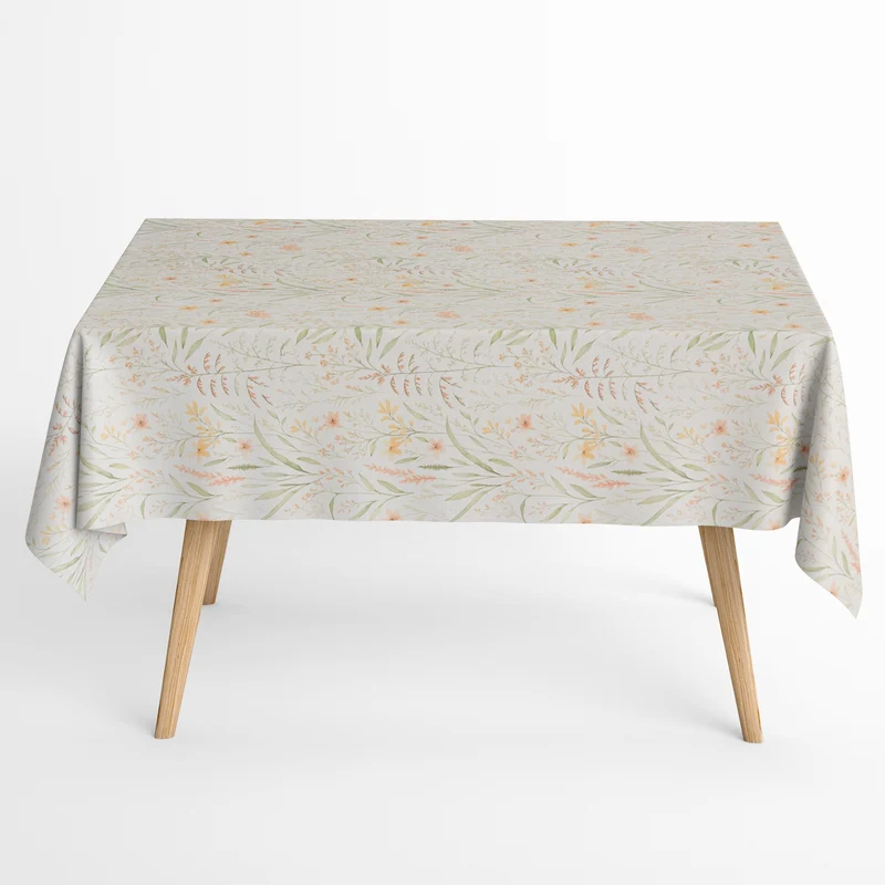 Jacquard Tischdecke aus beschichteter Baumwolle mit Fleckenschutz EcoNova NATURA NARANJA Gräser Blüten eckig rund oval