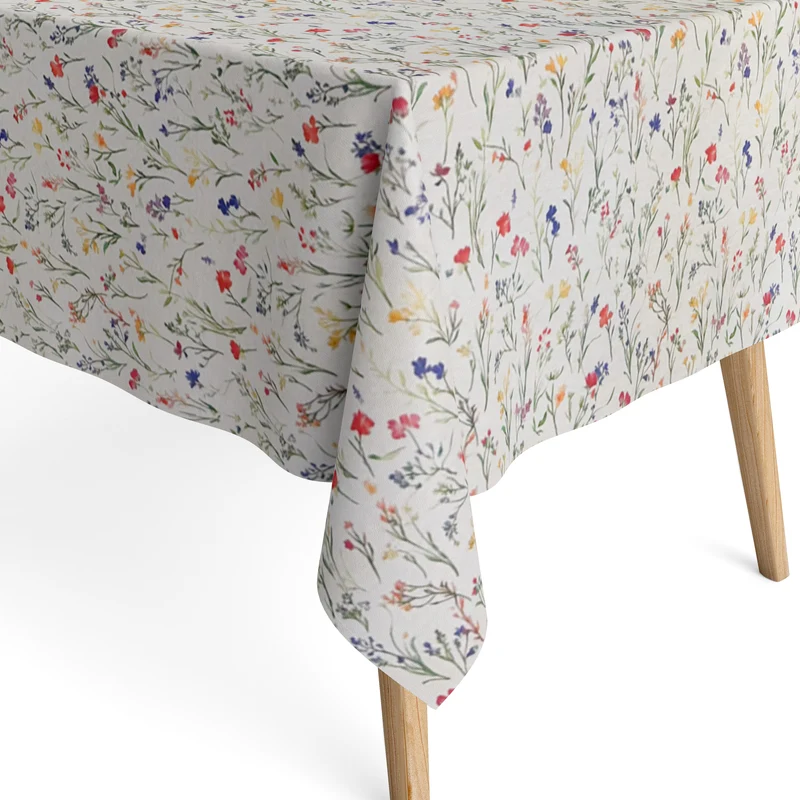 Jacquard Tischdecke aus beschichteter Baumwolle mit Fleckenschutz EcoNova GODOS Wildblumen Blumenwiese eckig rund oval