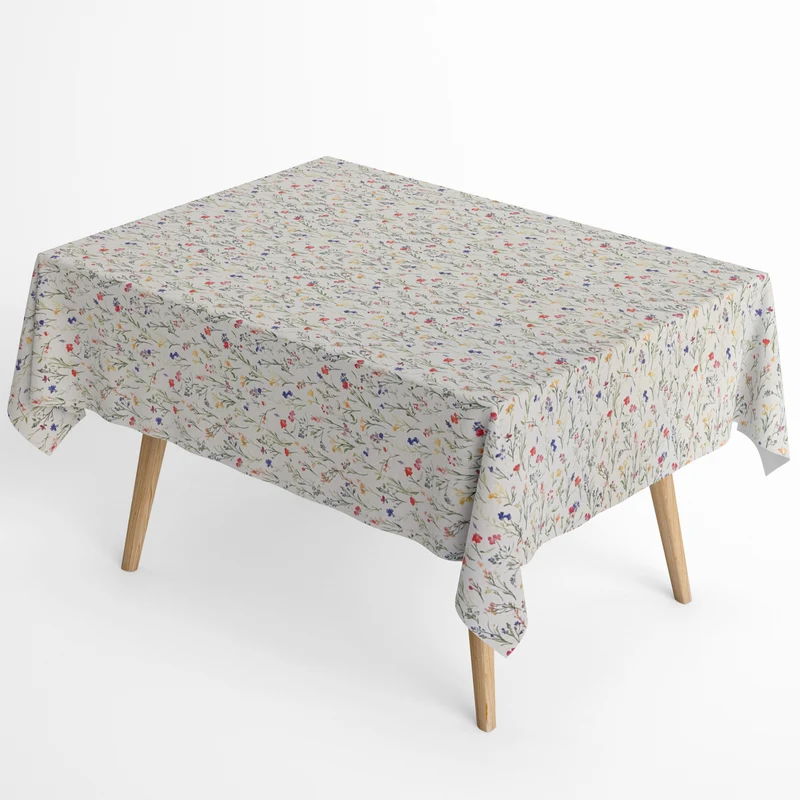 Jacquard Tischdecke aus beschichteter Baumwolle mit Fleckenschutz EcoNova GODOS Wildblumen Blumenwiese eckig rund oval