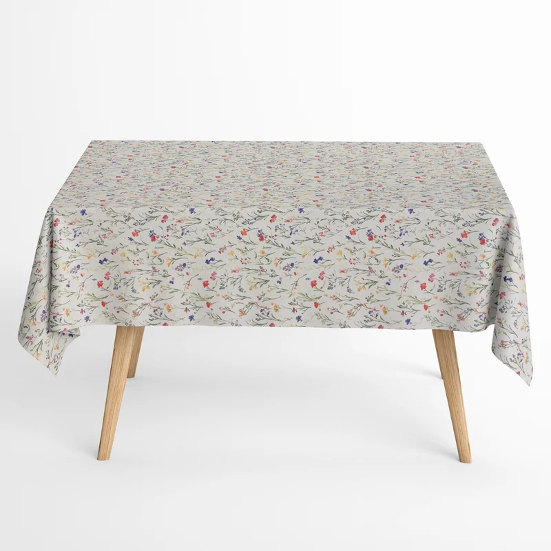 Jacquard Tischdecke aus beschichteter Baumwolle mit Fleckenschutz EcoNova GODOS Wildblumen Blumenwiese eckig rund oval
