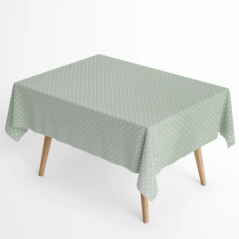 Jacquard Tischdecke aus beschichteter Baumwolle mit Fleckenschutz EcoNova AURORA VERDE mintgrün Ornamente eckig rund oval