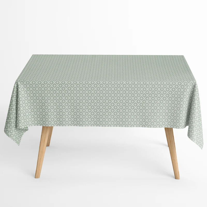Jacquard Tischdecke aus beschichteter Baumwolle mit Fleckenschutz EcoNova AURORA VERDE mintgrün Ornamente eckig rund oval