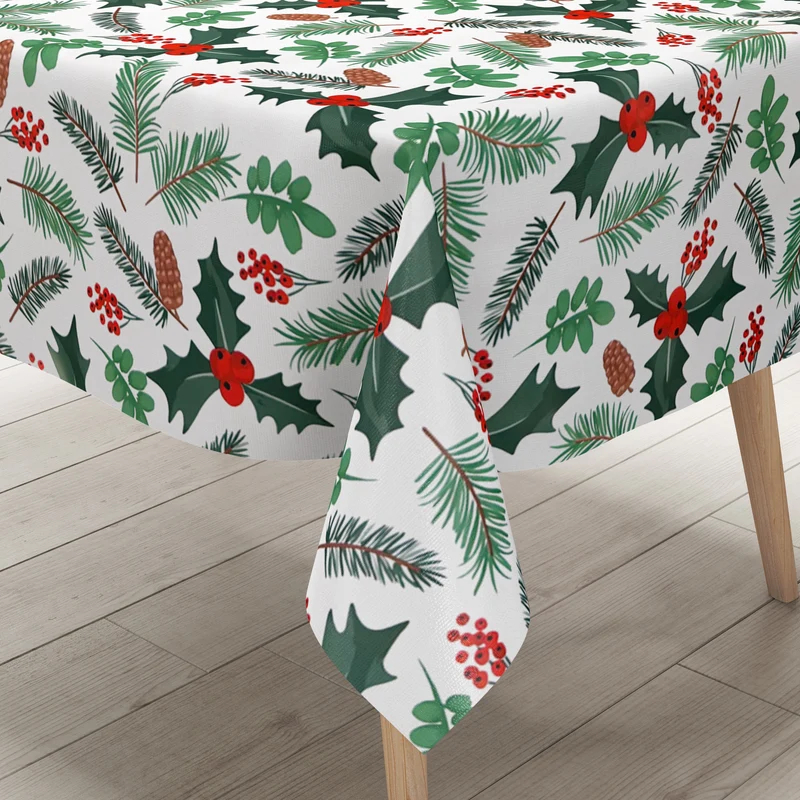 Wachstuch Tischdecke B5092-02 weiß Weihnachten X-Mas Tannenzweige eckig rund oval