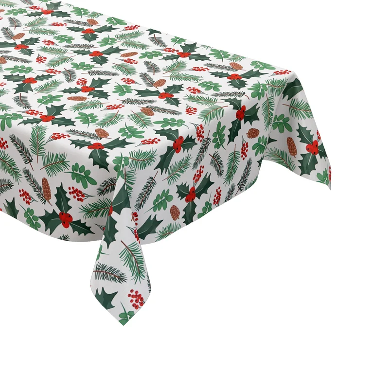 Wachstuch Tischdecke B5092-02 weiß Weihnachten X-Mas Tannenzweige eckig rund oval