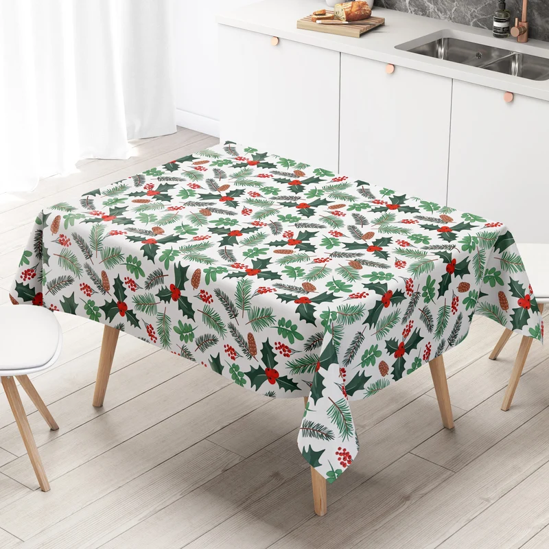 Wachstuch Tischdecke B5092-02 weiß Weihnachten X-Mas Tannenzweige eckig rund oval