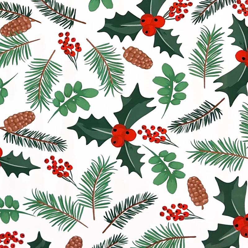 Wachstuch Tischdecke B5092-02 weiß Weihnachten X-Mas Tannenzweige eckig rund oval
