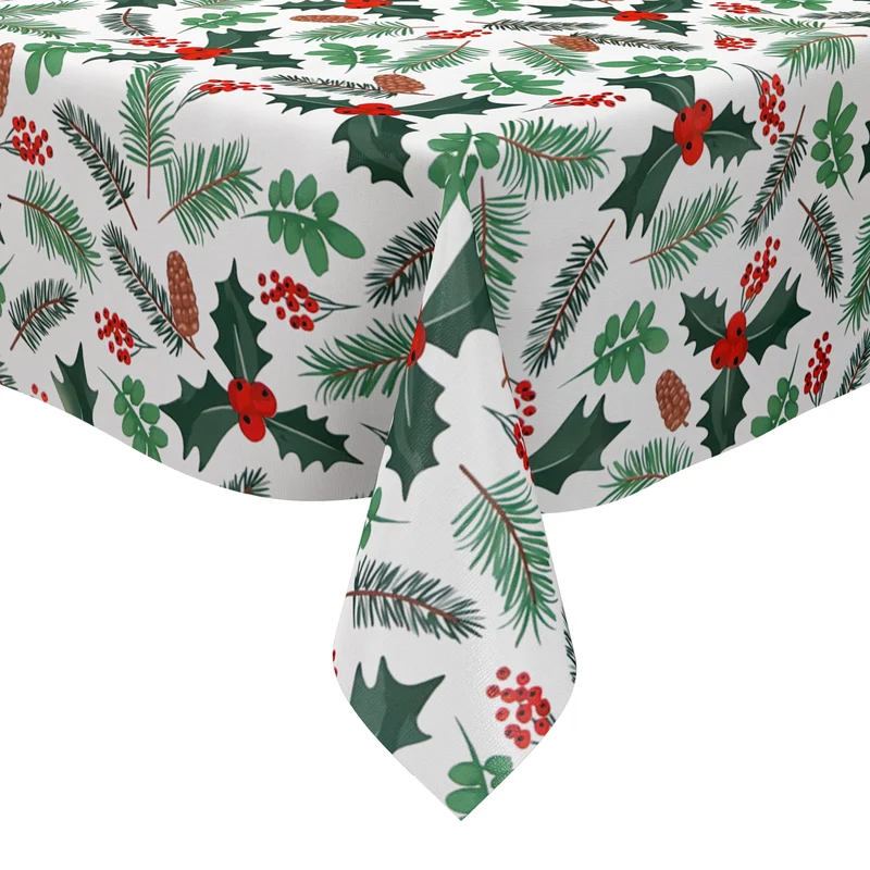 Wachstuch Tischdecke B5092-02 weiß Weihnachten X-Mas Tannenzweige eckig rund oval