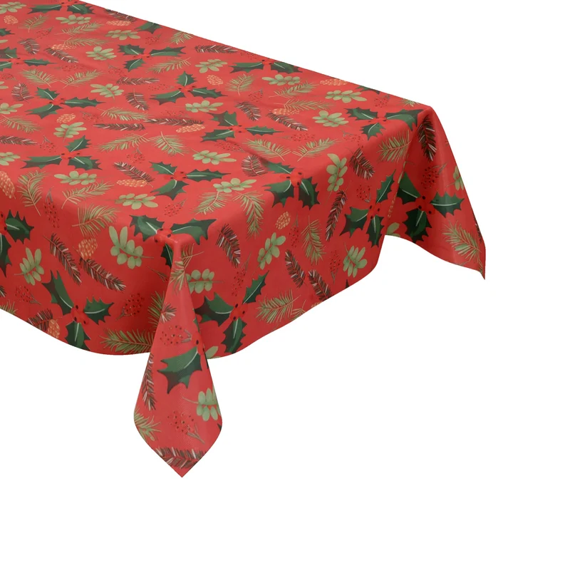 Wachstuch Tischdecke B5092-01 rot Weihnachten X-Mas Tannenzweige eckig rund oval