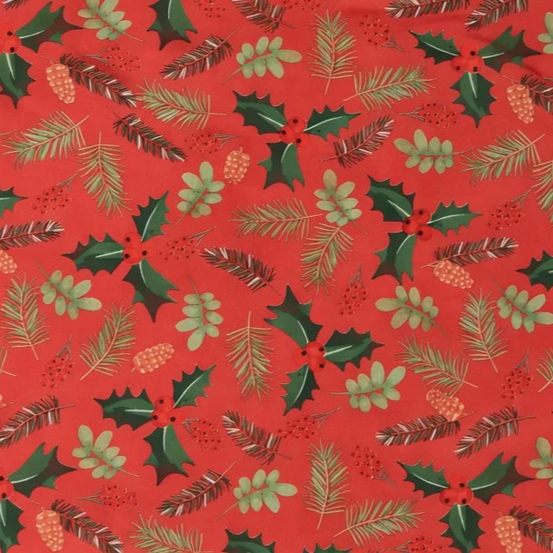 Wachstuch Tischdecke B5092-01 rot Weihnachten X-Mas Tannenzweige eckig rund oval
