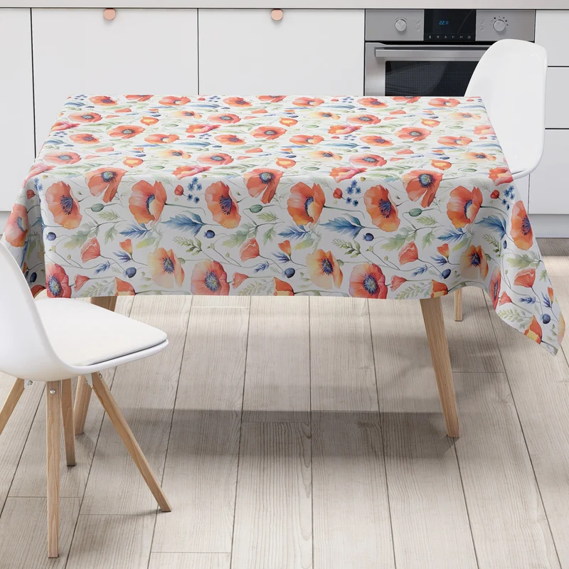 Wachstuch Tischdecke K150280 pastellfarbene Mohnblumen eckig rund oval