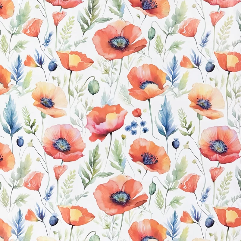 Wachstuch Tischdecke K150280 pastellfarbene Mohnblumen eckig rund oval