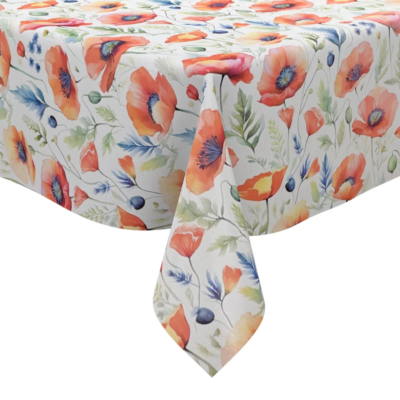 Wachstuch Tischdecke K150280 pastellfarbene Mohnblumen eckig rund oval