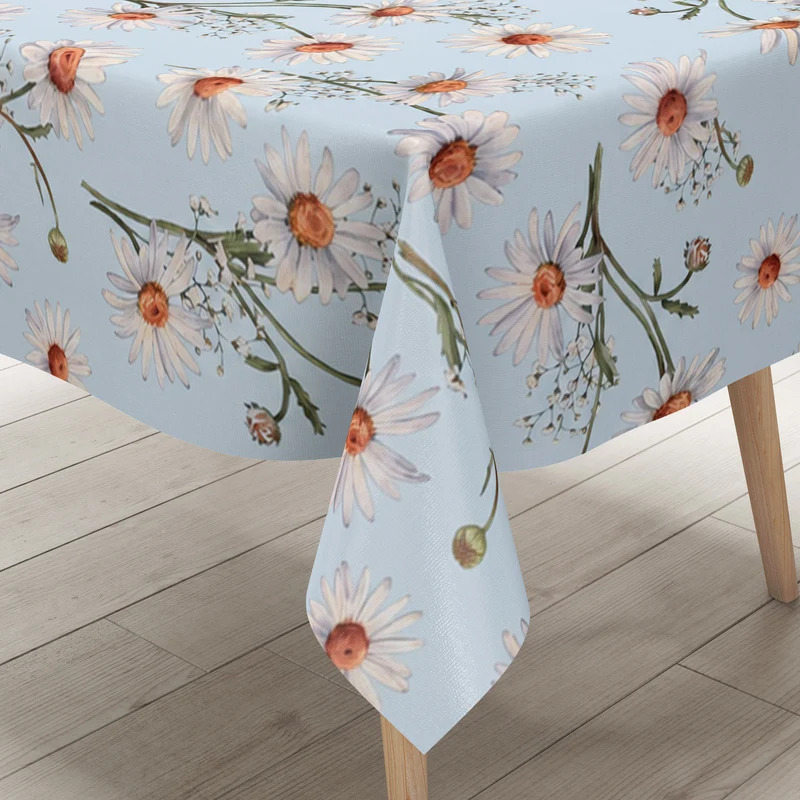Wachstuch Tischdecke K150272 hellblau Margeriten eckig rund oval