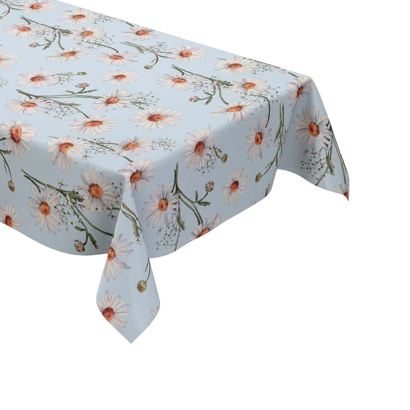 Wachstuch Tischdecke K150272 hellblau Margeriten eckig rund oval