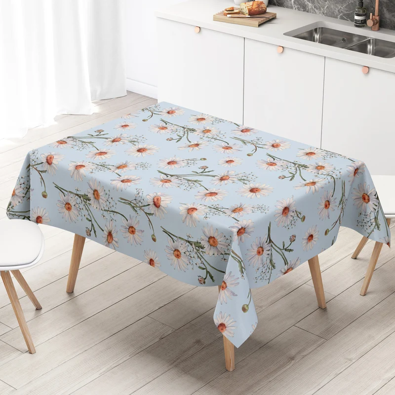 Wachstuch Tischdecke K150272 hellblau Margeriten eckig rund oval