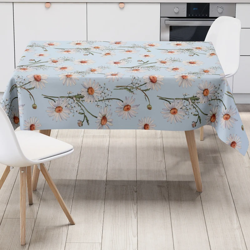Wachstuch Tischdecke K150272 hellblau Margeriten eckig rund oval