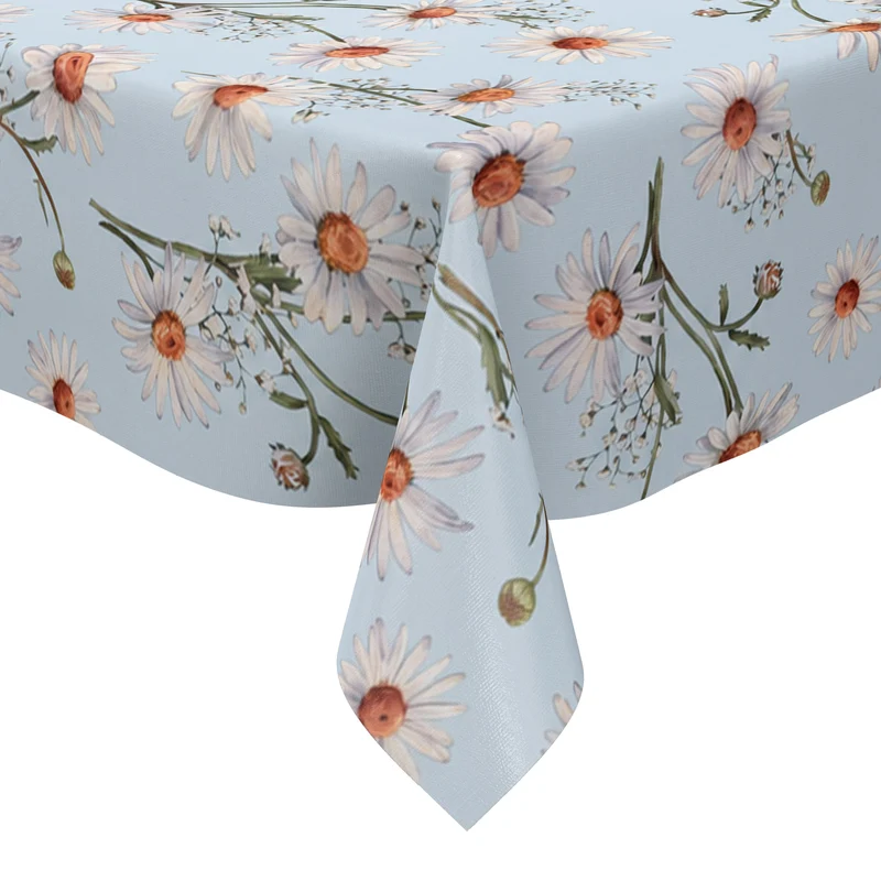 Wachstuch Tischdecke K150272 hellblau Margeriten eckig rund oval