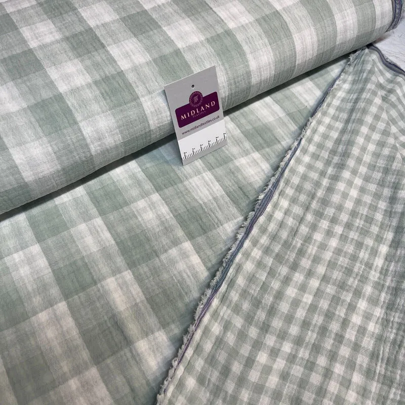 Double sided gingham Woven Double gauze cotton Fabric ideal for shirts, M1838