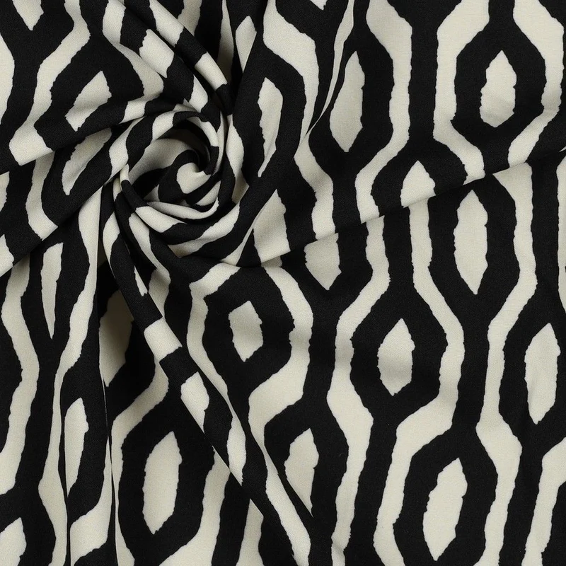 Gorgeous Black Magnolia Graphic Stretch Dress Fabric M1843