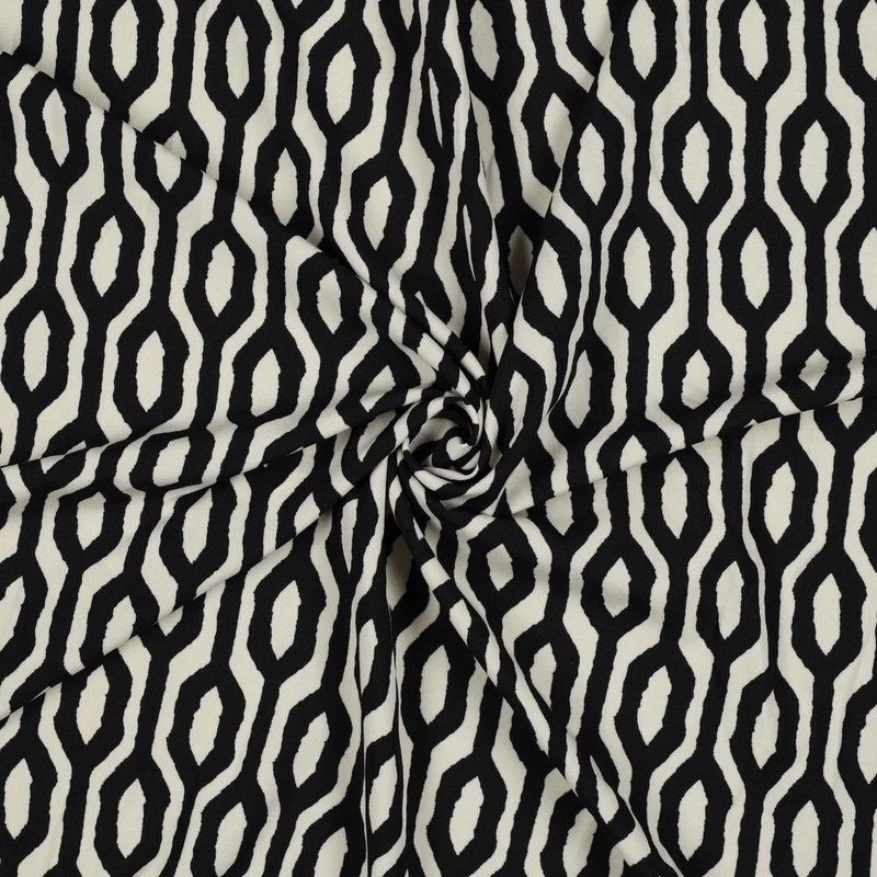 Gorgeous Black Magnolia Graphic Stretch Dress Fabric M1843
