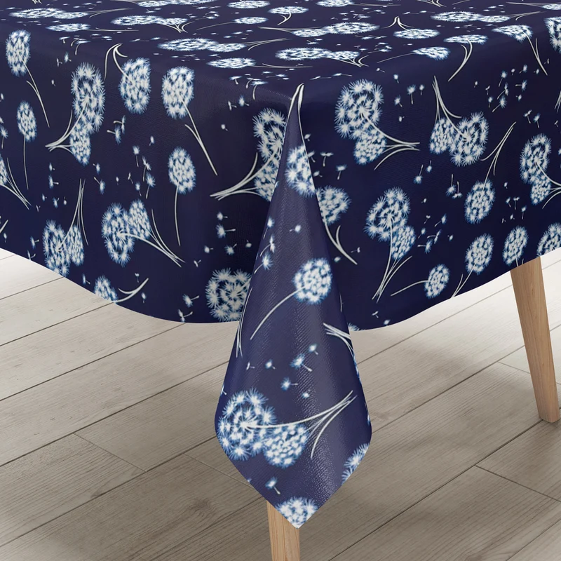 Wachstuch Tischdecke geprägt KE44330 dunkelblau Pusteblumen floral eckig rund oval