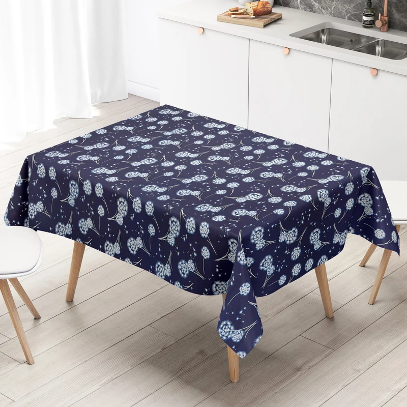 Wachstuch Tischdecke geprägt KE44330 dunkelblau Pusteblumen floral eckig rund oval