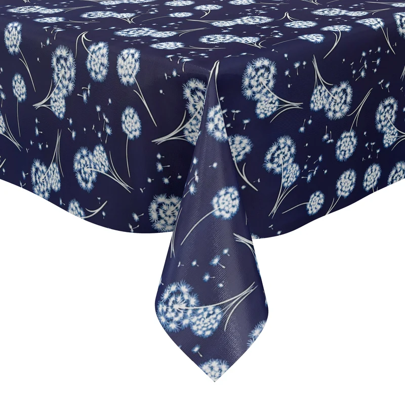Wachstuch Tischdecke geprägt KE44330 dunkelblau Pusteblumen floral eckig rund oval