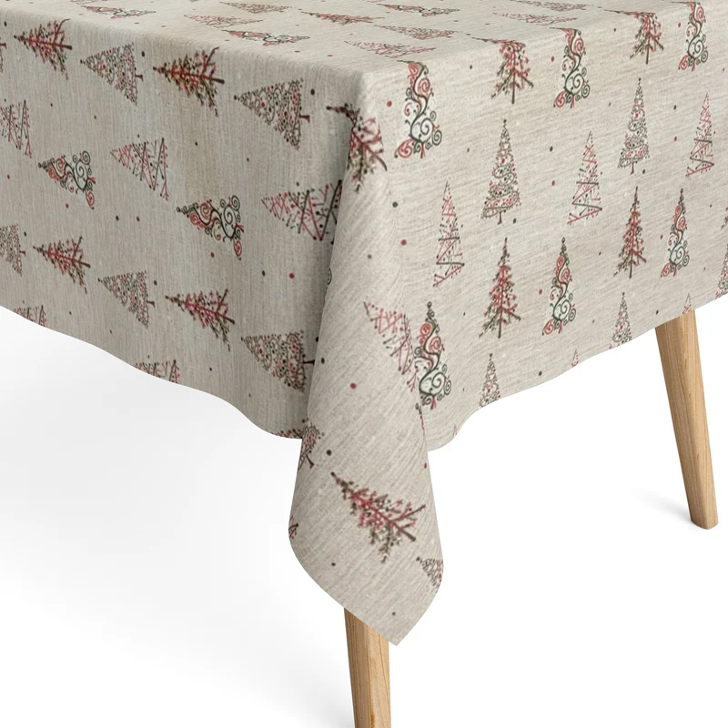 Jacquard Tischdecke aus beschichteter Baumwolle mit Fleckenschutz CRISP Weihnachten Tannenbäume eckig rund oval