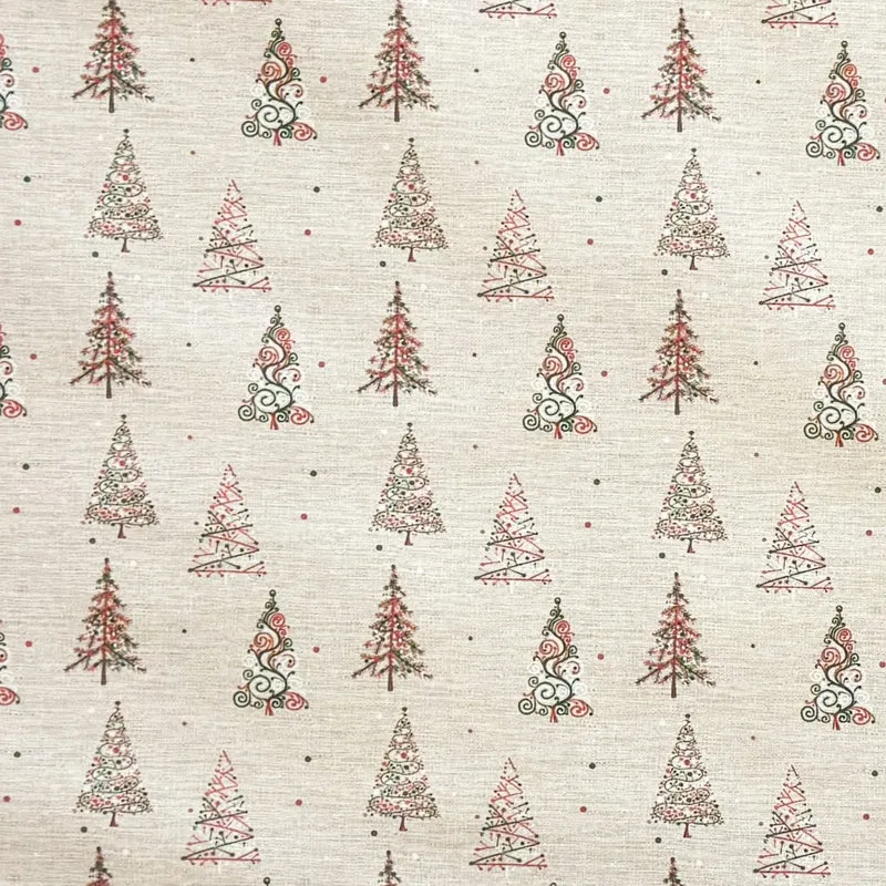 Jacquard Tischdecke aus beschichteter Baumwolle mit Fleckenschutz CRISP Weihnachten Tannenbäume eckig rund oval