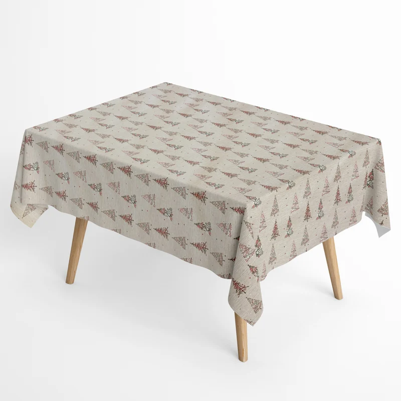 Jacquard Tischdecke aus beschichteter Baumwolle mit Fleckenschutz CRISP Weihnachten Tannenbäume eckig rund oval