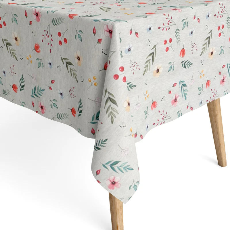 Jacquard Tischdecke aus beschichteter Baumwolle mit Fleckenschutz MARTINA bunte Blumen eckig rund oval