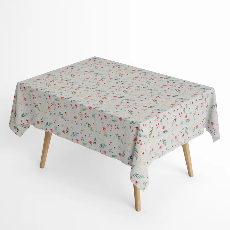Jacquard Tischdecke aus beschichteter Baumwolle mit Fleckenschutz MARTINA bunte Blumen eckig rund oval