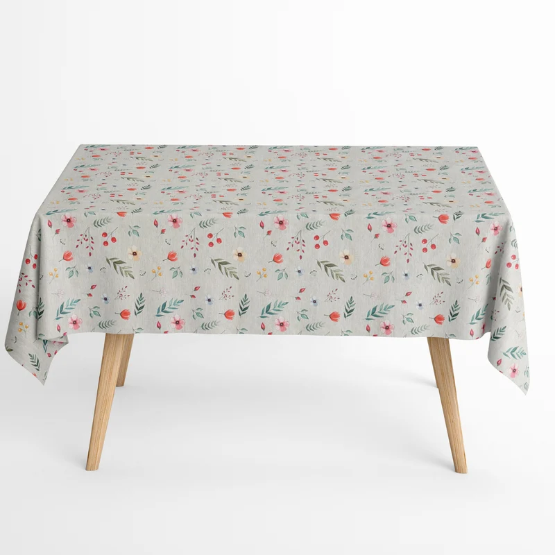 Jacquard Tischdecke aus beschichteter Baumwolle mit Fleckenschutz MARTINA bunte Blumen eckig rund oval