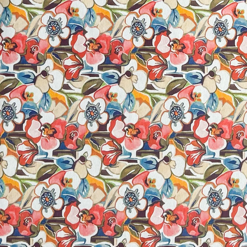 Jacquard Tischdecke aus beschichteter Baumwolle mit Fleckenschutz ANACO buntes Blumenmeer eckig rund oval