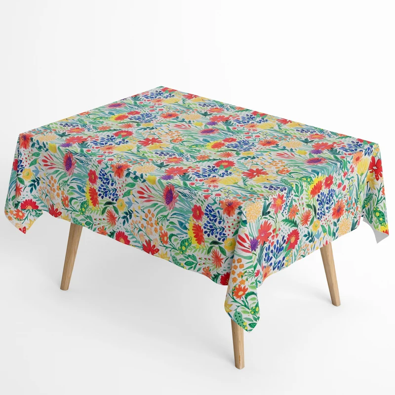 Jacquard Tischdecke aus beschichteter Baumwolle mit Fleckenschutz DANZAMULTI weiß Blütenmeer eckig rund oval