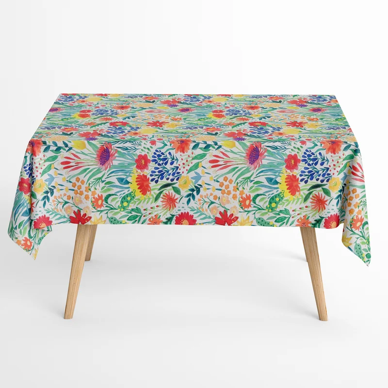 Jacquard Tischdecke aus beschichteter Baumwolle mit Fleckenschutz DANZAMULTI weiß Blütenmeer eckig rund oval