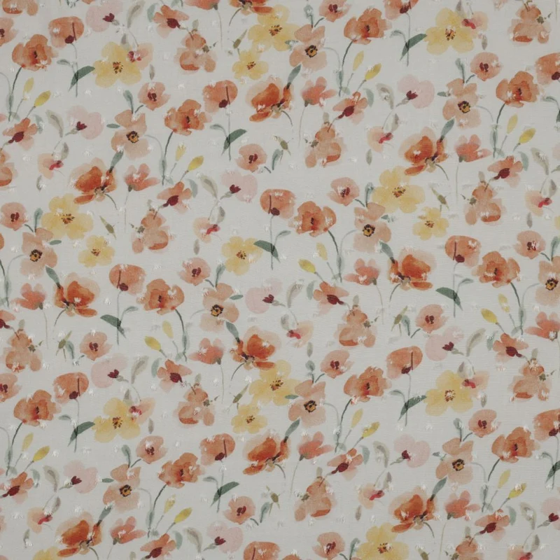 Gorgeous Orange viscose dobby flowers Dress Fabric M1846