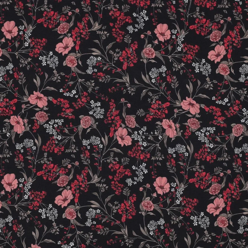 Gorgeous Black radiance viscose Floral Dress Fabric M1849