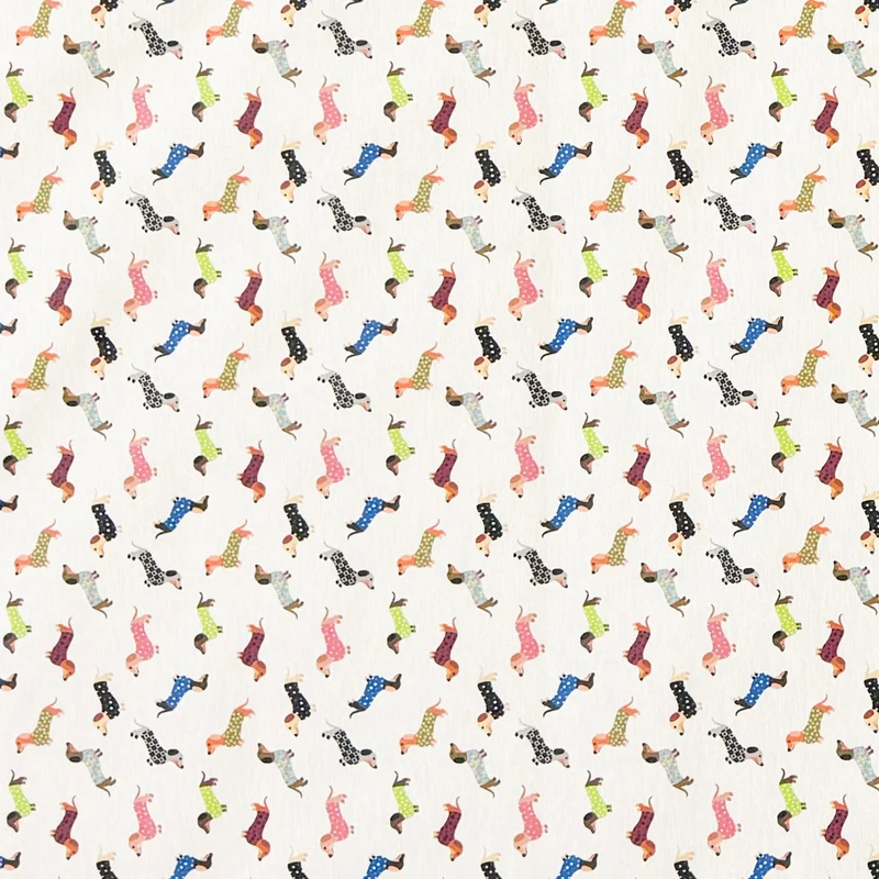 Jacquard Tischdecke aus beschichteter Baumwolle mit Fleckenschutz CAVI bunte Dackel Hunde eckig rund oval