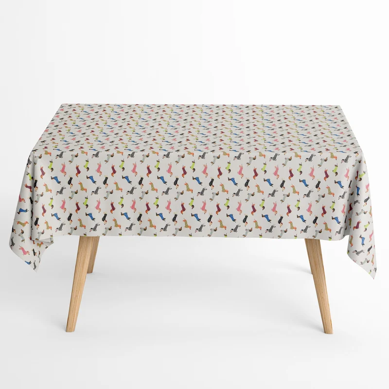 Jacquard Tischdecke aus beschichteter Baumwolle mit Fleckenschutz CAVI bunte Dackel Hunde eckig rund oval