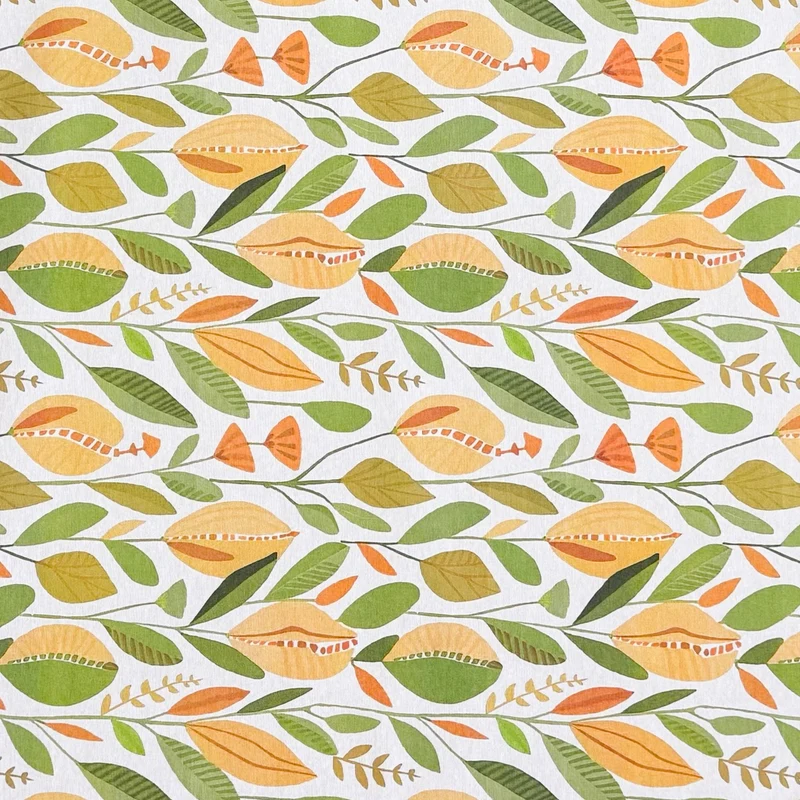 Jacquard Tischdecke aus beschichteter Baumwolle mit Fleckenschutz AURELIA BOHO Blätter Blüten eckig rund oval