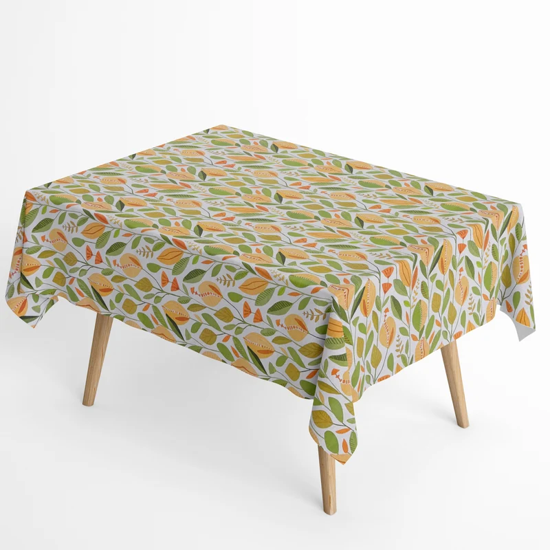 Jacquard Tischdecke aus beschichteter Baumwolle mit Fleckenschutz AURELIA BOHO Blätter Blüten eckig rund oval
