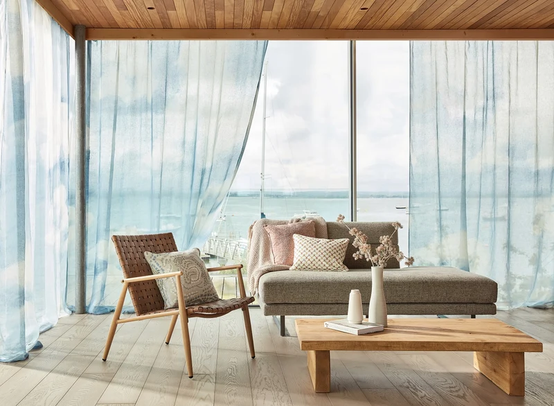 Gardinenstoff Air Sheer - skyblue 298 cm