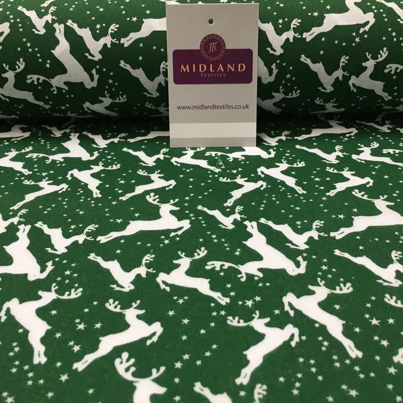 Christmas reindeer poly cotton printed fabric 45" wide md945 mtex