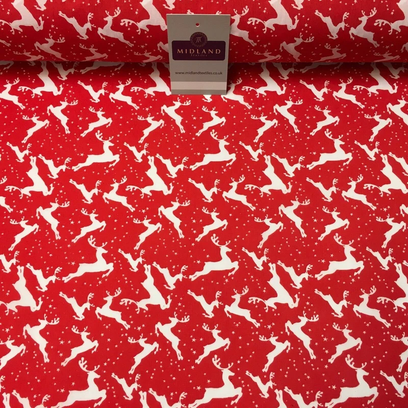 Christmas reindeer poly cotton printed fabric 45" wide md945 mtex