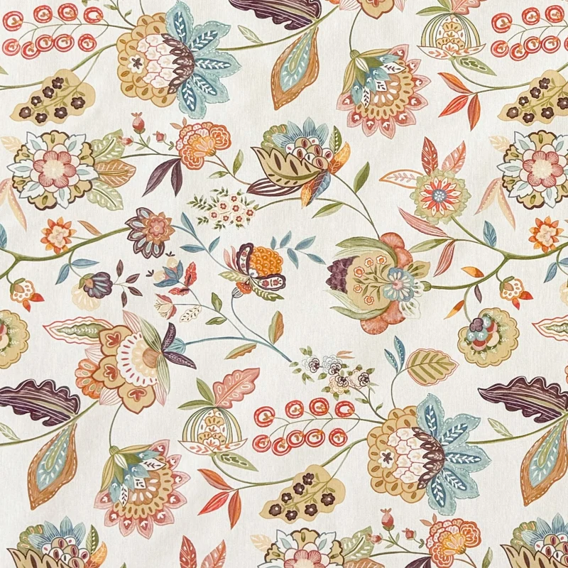 Jacquard Tischdecke aus beschichteter Baumwolle mit Fleckenschutz ORVIDEA461 BOHO Blumenwiese eckig rund oval