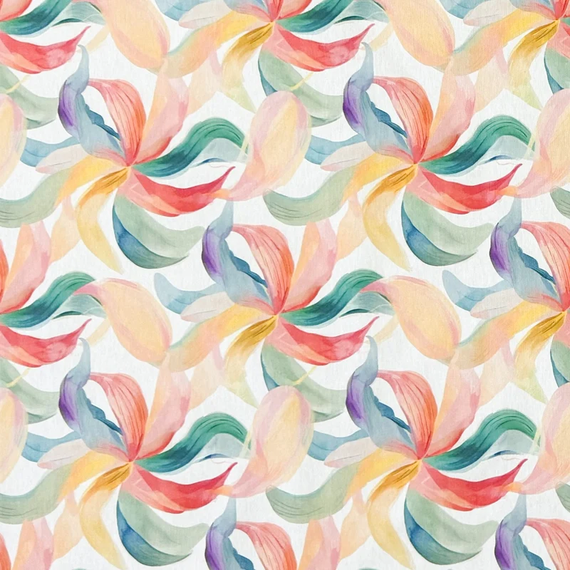 Jacquard Tischdecke aus beschichteter Baumwolle mit Fleckenschutz MAGNARA pastellfarbene Blätter eckig rund oval
